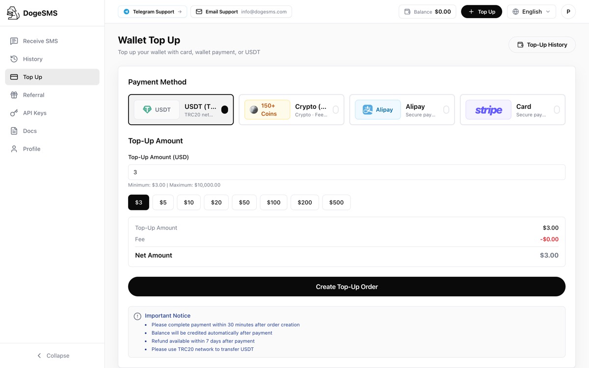 topup page